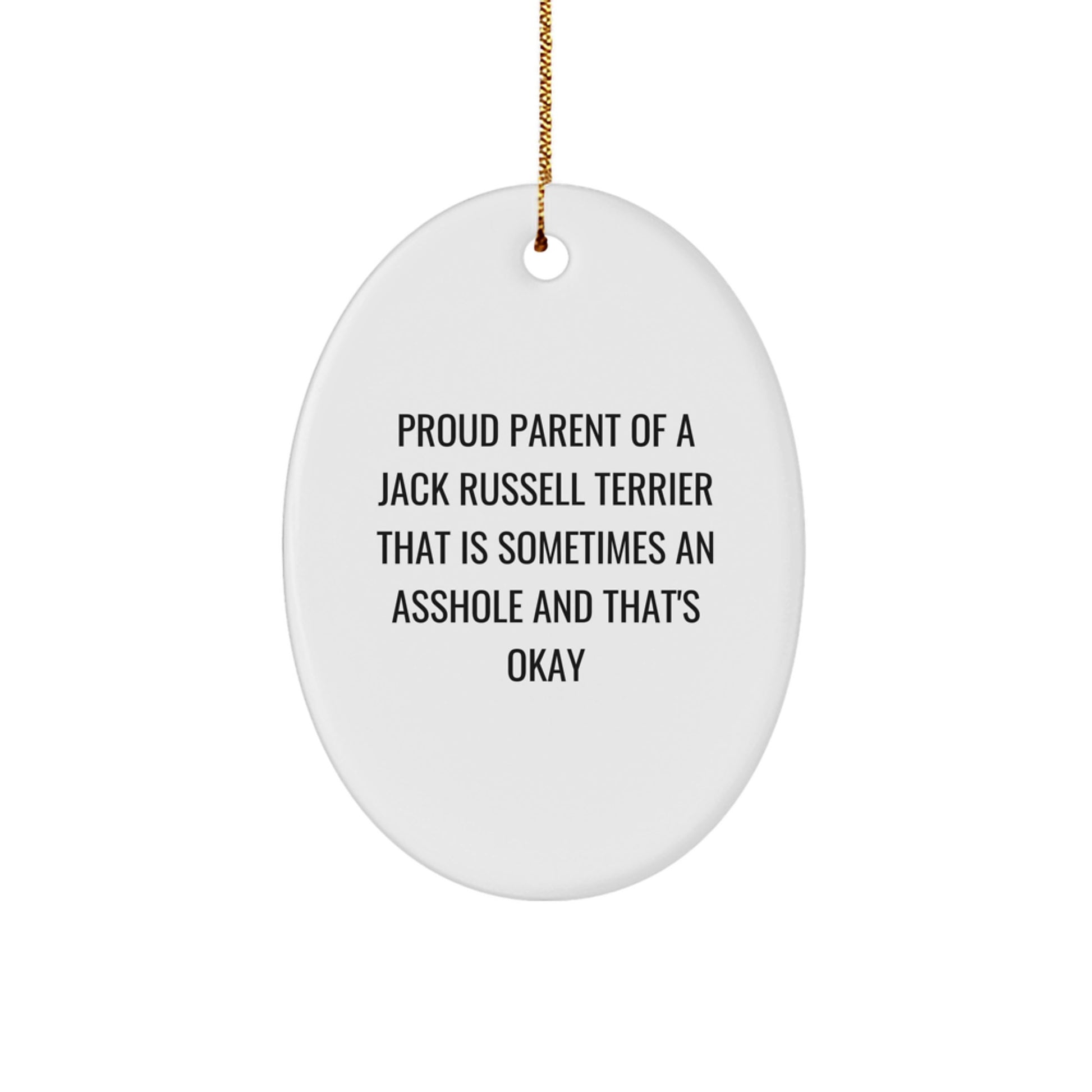 Funny Jack Russell Terrier Dog Gifts for Men, Women, Friends from Proud Parents - Oval Ornament, Christmas Unique Decoration - Image 1