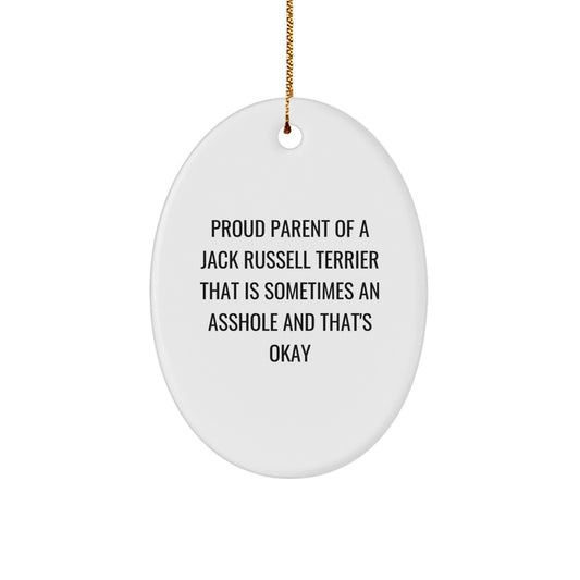 Funny Jack Russell Terrier Dog Gifts for Men, Women, Friends from Proud Parents - Oval Ornament, Christmas Unique Decoration - Image 1