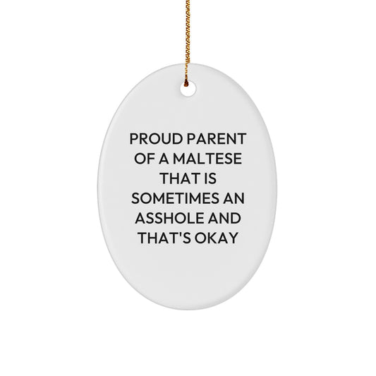 Funny Maltese Dog Oval Ornament Gifts from Men for Maltese Dog Lovers, Christmas Unique Gifts - Image 1