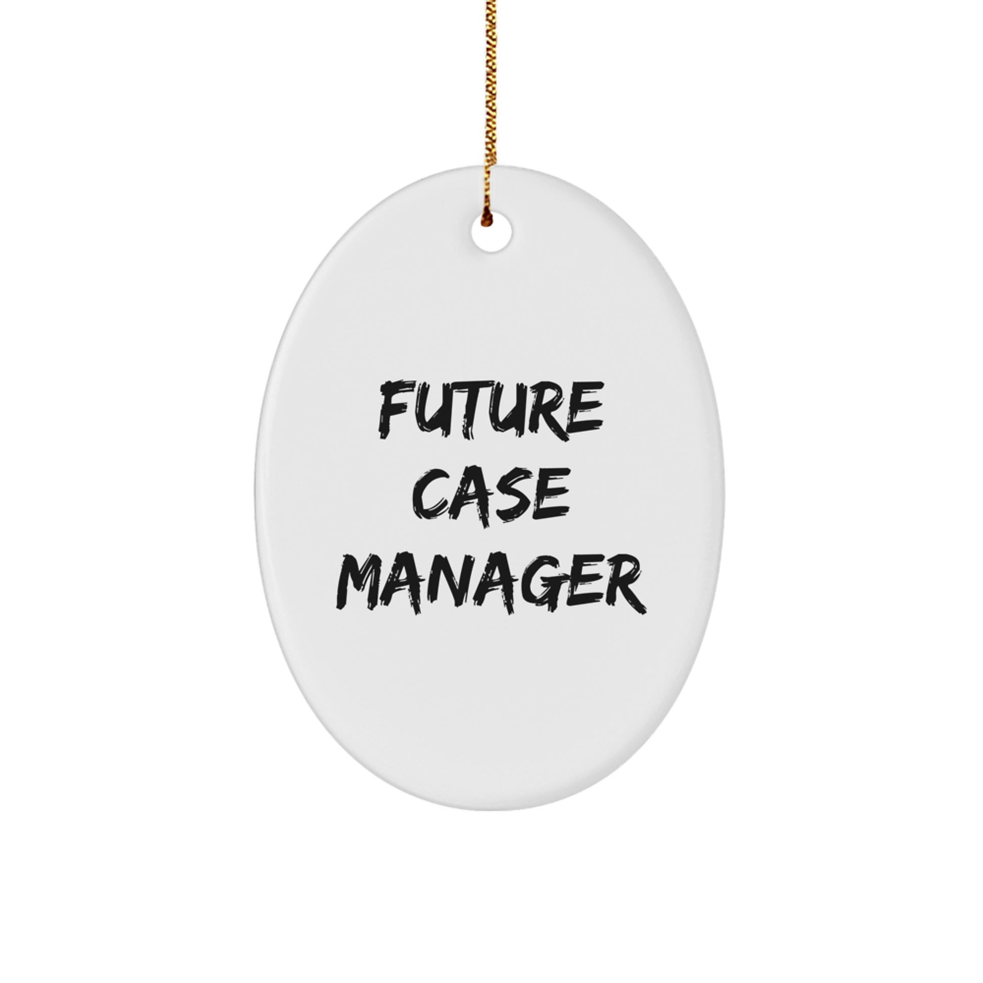 Funny Case Manager Gifts for Men, Oval Ornament with Future Case Manager Quote, Christmas Unique Gifts from Family - Image 1