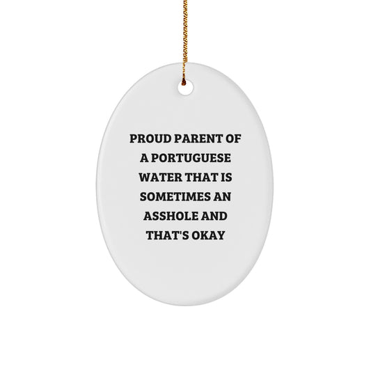 Funny Portuguese Water Dog Oval Ornament Gifts from Proud Parents, Unique Christmas Unique Gifts for Friends Family and Portuguese Water Dog Lovers, Oval Ornament Decorations - Image 1
