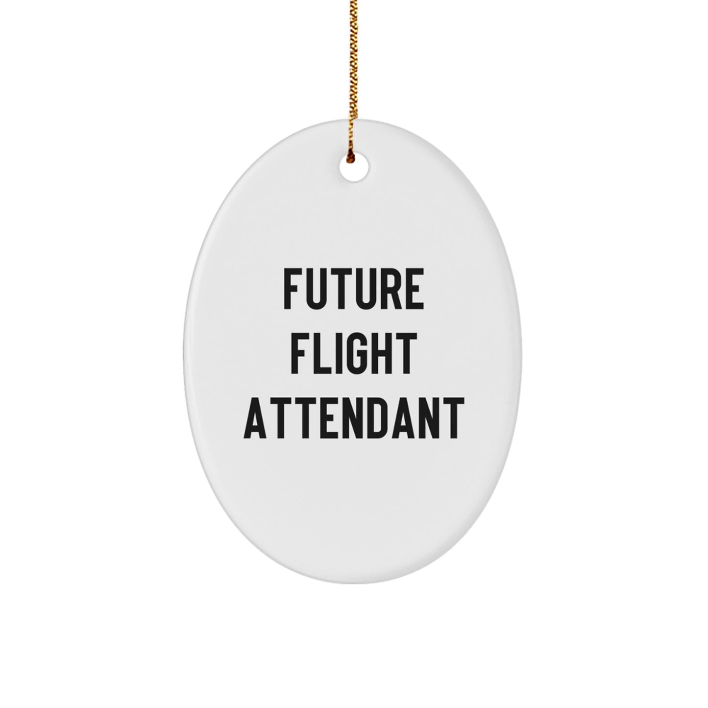 Funny Quote Gifts from Friends for Future Flight Attendant Christmas Unique Ornaments Oval Shaped White - Image 1