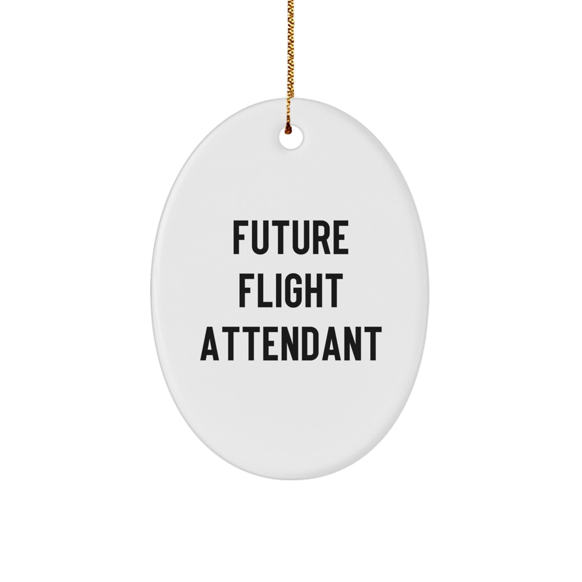 Funny Quote Gifts from Friends for Future Flight Attendant Christmas Unique Ornaments Oval Shaped White - Image 1