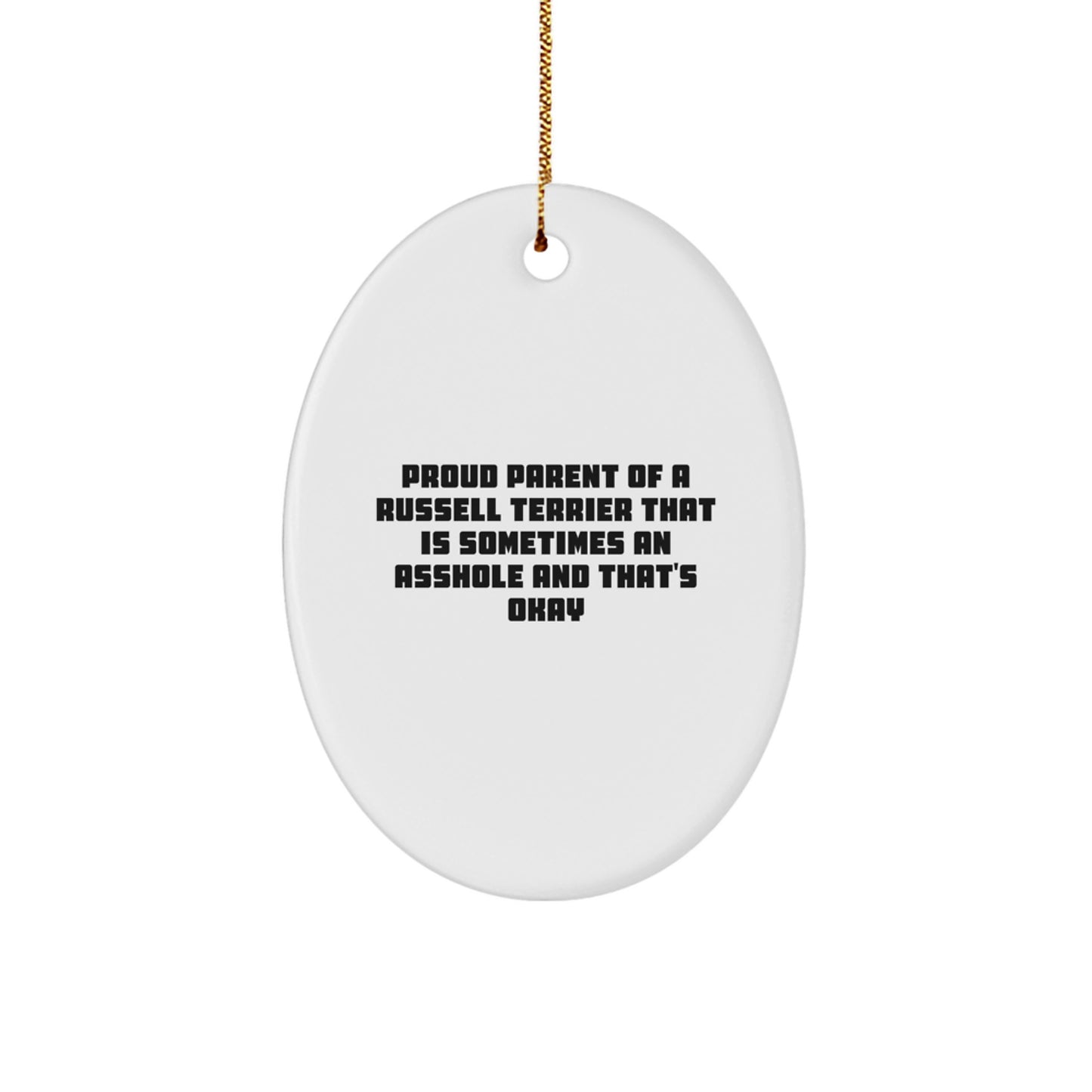 Funny Russell Terrier Dog Gifts for Men - Oval Ornament from Dad - Christmas Unique - Image 1
