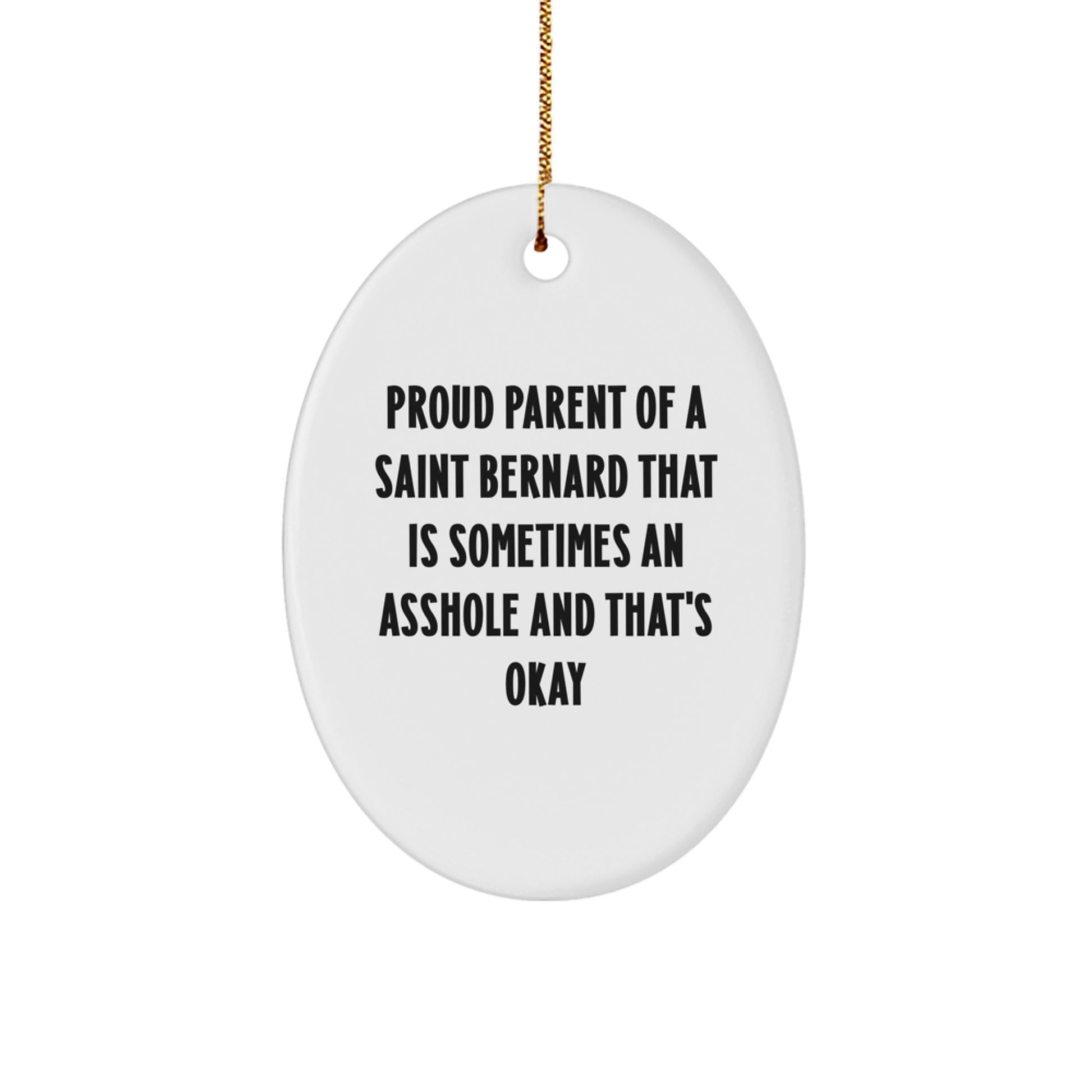 Funny Saint Bernard Dog Gifts for Men - Saint Bernard Dog Oval Ornament - Christmas Unique Gifts from Family - Image 1