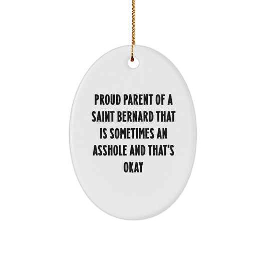Funny Saint Bernard Dog Gifts for Men - Saint Bernard Dog Oval Ornament - Christmas Unique Gifts from Family - Image 1