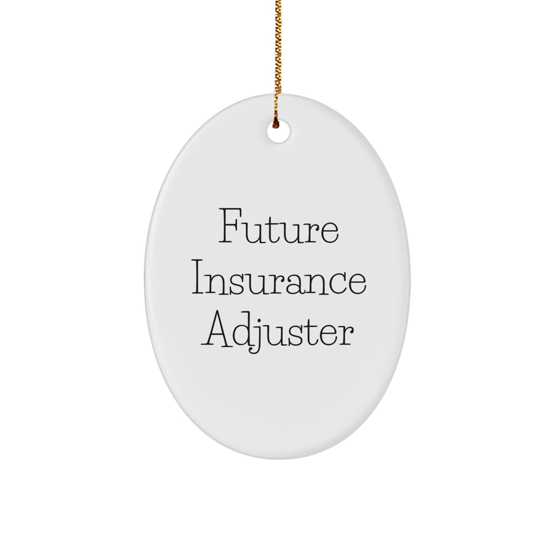 Insurance Adjuster Gifts from Friends - Future Insurance Adjuster Oval Ornament with Funny Quote, Perfect for Christmas - Image 1