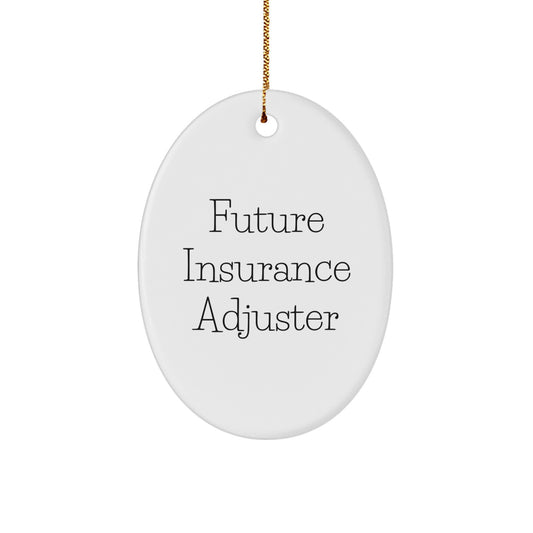 Insurance Adjuster Gifts from Friends - Future Insurance Adjuster Oval Ornament with Funny Quote, Perfect for Christmas - Image 1