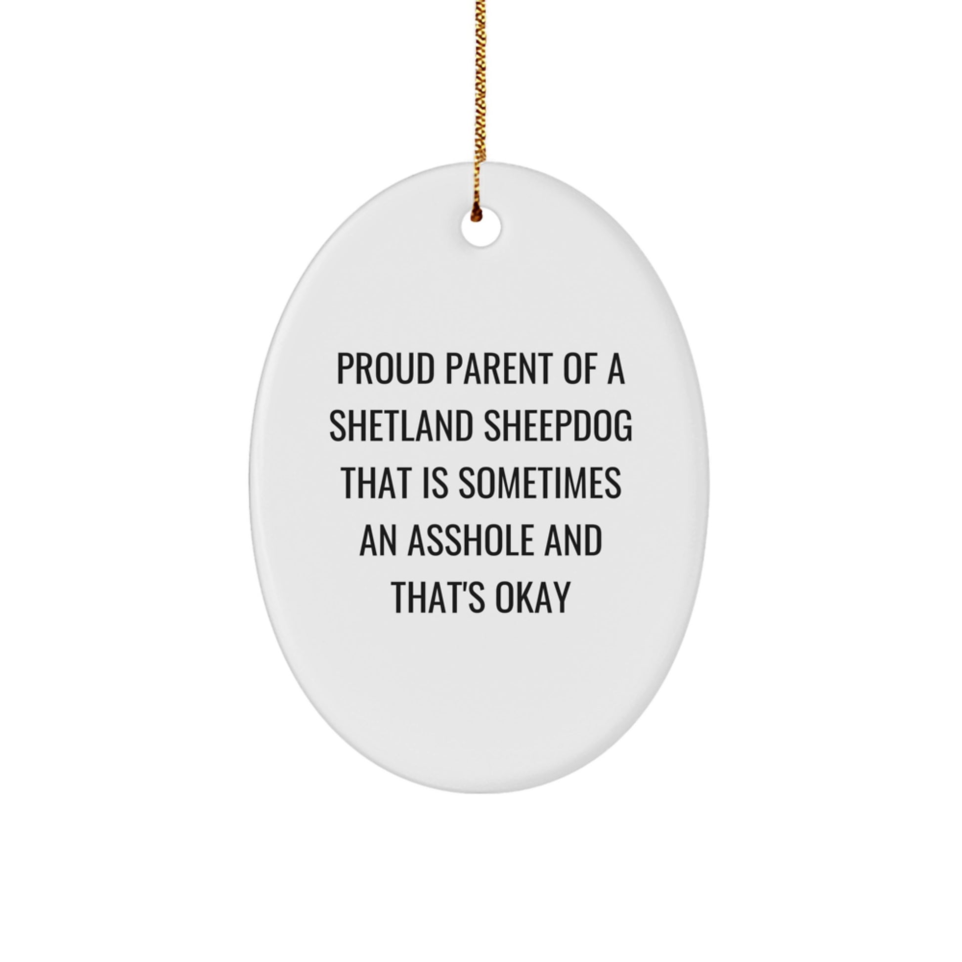 Funny Shetland Sheepdog Mom's Christmas Unique Gifts for Shetland Sheepdog Enthusiasts, Oval Ornament for Friends and Family - Proud Parent Quote - Image 1