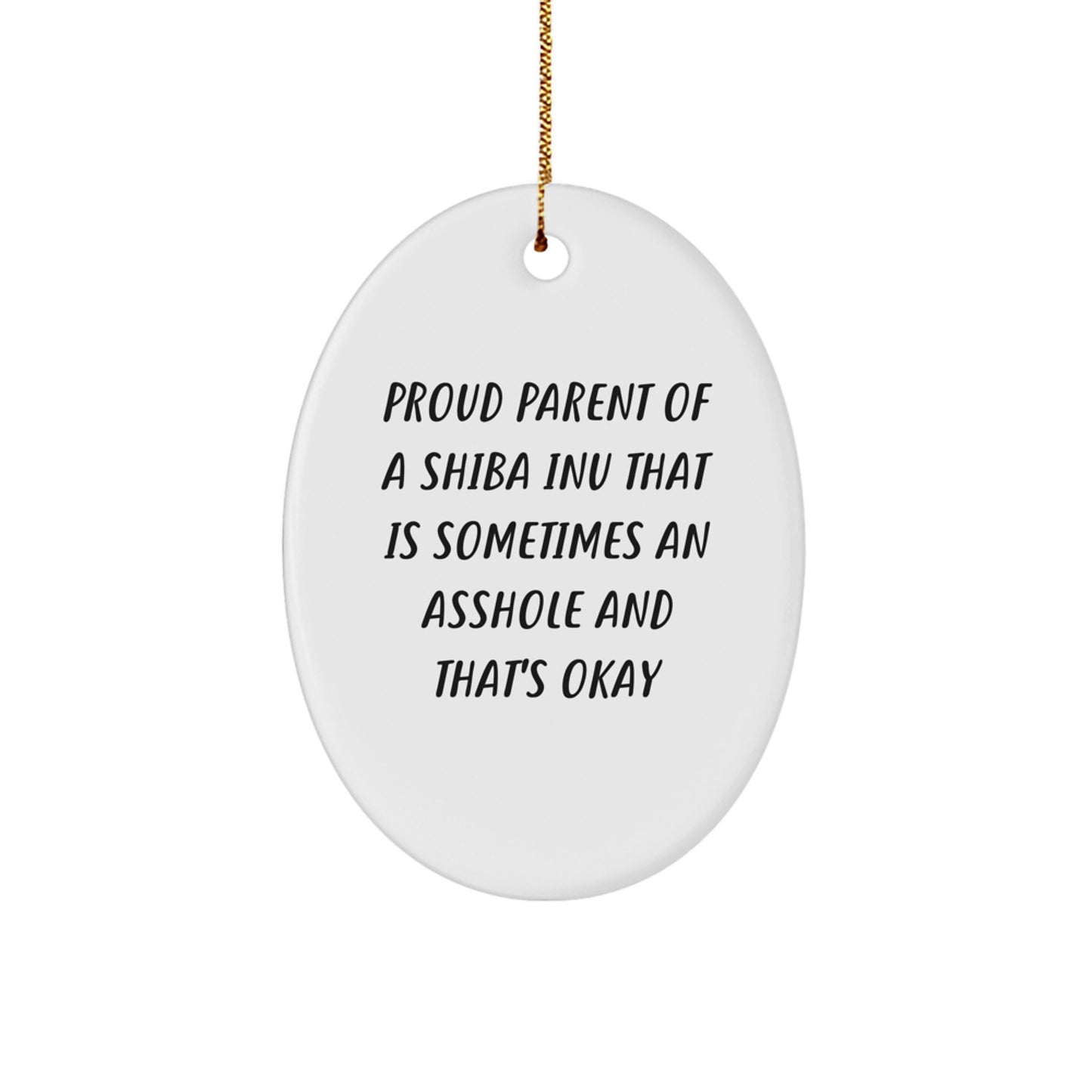 Funny Shiba Inu Dog Christmas Unique Gifts for Men Shiba Inu Enthusiasts, Proud Parent Oval Ornament, Gifts from Friends - Image 1