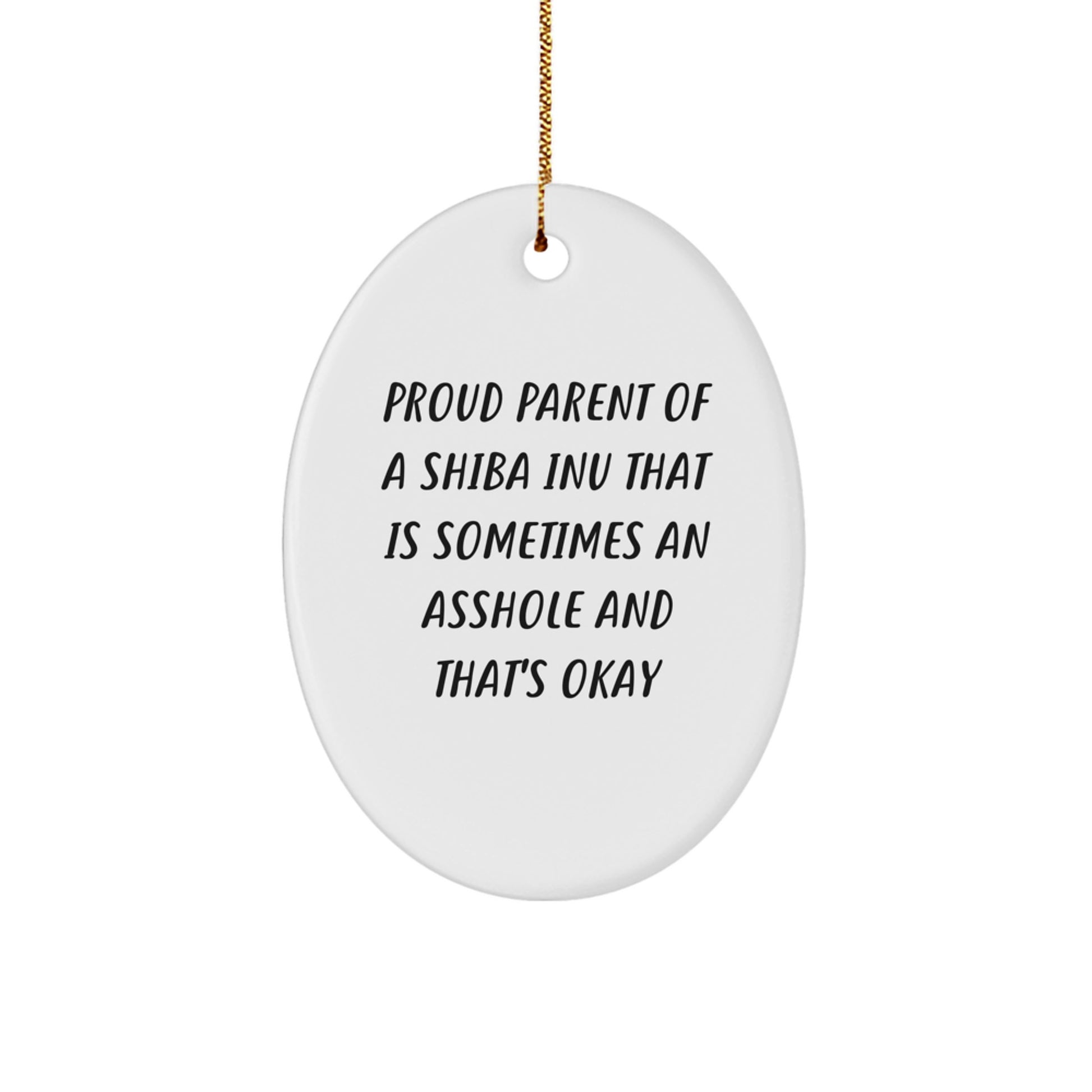 Funny Shiba Inu Dog Christmas Unique Gifts for Men Shiba Inu Enthusiasts, Proud Parent Oval Ornament, Gifts from Friends - Image 1
