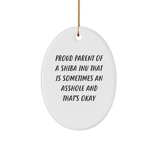 Funny Shiba Inu Dog Christmas Unique Gifts for Men Shiba Inu Enthusiasts, Proud Parent Oval Ornament, Gifts from Friends - Image 1