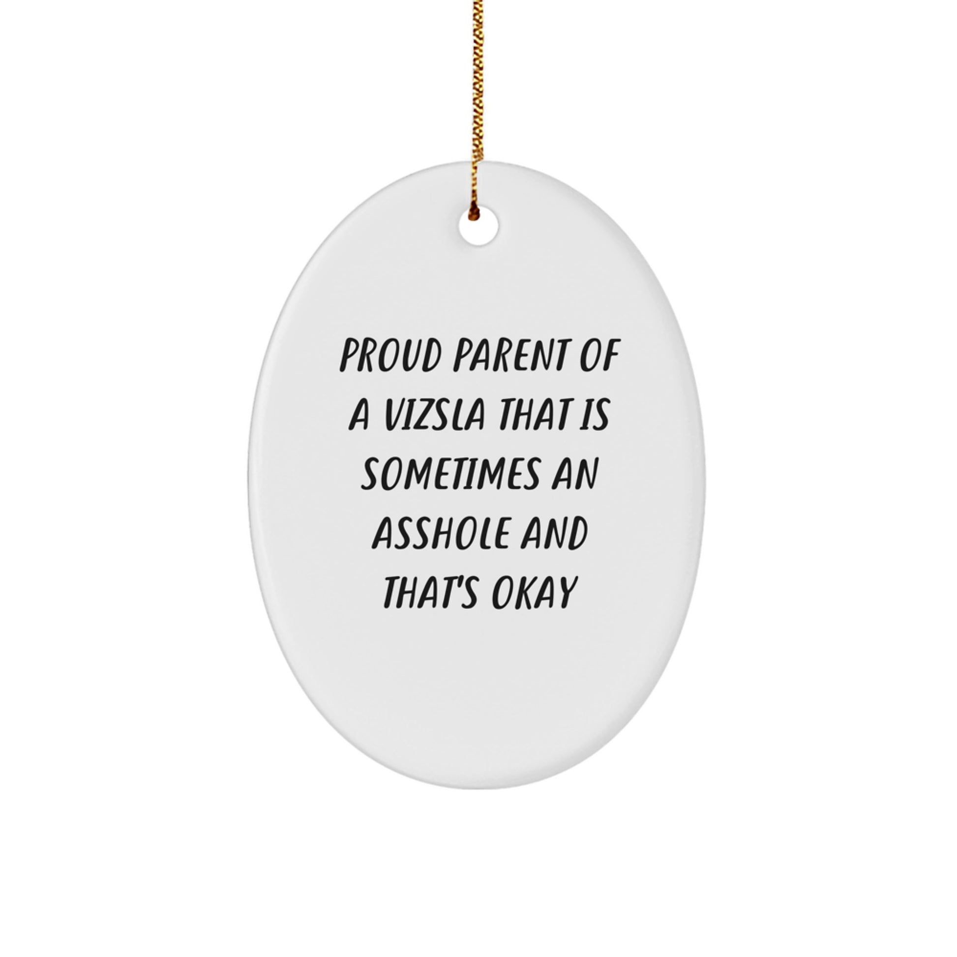Funny Vizsla Dog Lover Gifts from Men to Friends - Proud Parent Oval Ornament, Christmas Unique Gifts - Image 1