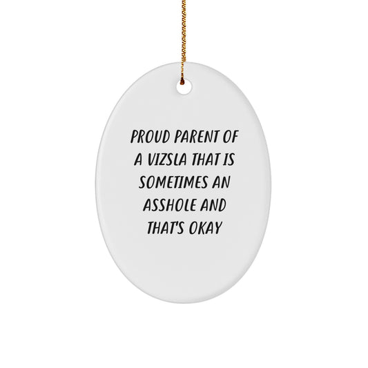 Funny Vizsla Dog Lover Gifts from Men to Friends - Proud Parent Oval Ornament, Christmas Unique Gifts - Image 1