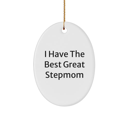 Funny Stepmom Gifts from Men - 'I Have The Best Great Stepmom' Oval Ornament for Christmas Unique Gifts - Image 1