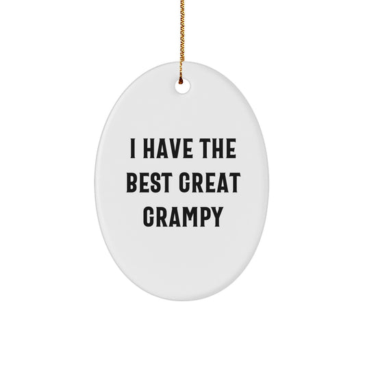 Funny Grampy Gifts for Him Christmas Oval Ornament, 'I Have The Best Great Grampy', White, Oval Shaped - Image 1