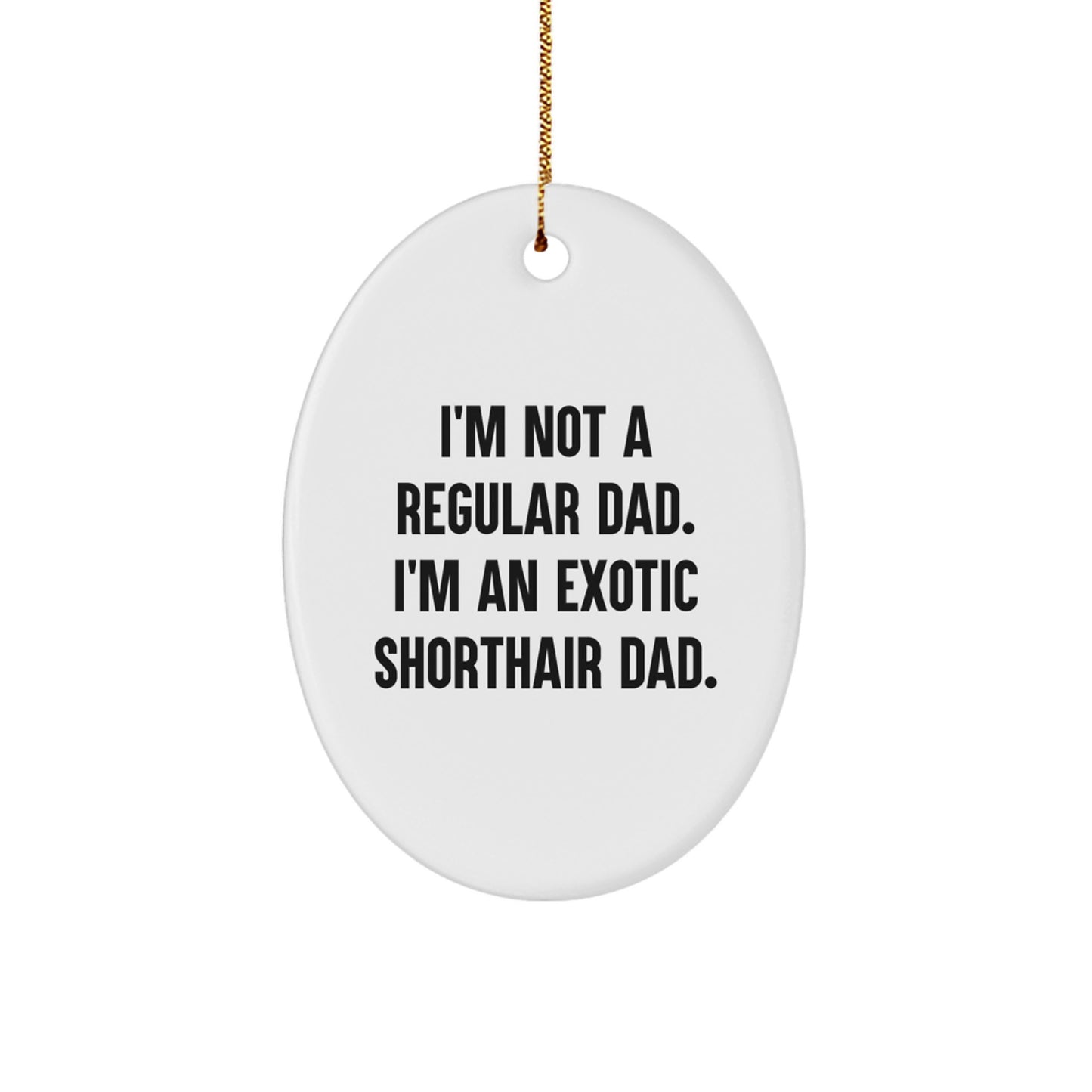 Funny Exotic Shorthair Cat Dad Oval Ornament, Unique Christmas Unique Gifts from Men to Exotic Shorthair Cat Lovers - Image 1