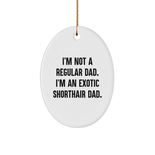 Funny Exotic Shorthair Cat Dad Oval Ornament, Unique Christmas Unique Gifts from Men to Exotic Shorthair Cat Lovers - Image 1