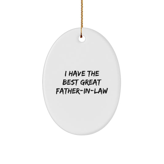 Funny Great Father-in-law Oval Ornament Gifts from Family for Father-in-law, Christmas Unique Gift, 'I Have The Best Great Father-in-law', Oval Shaped Decor - Image 1