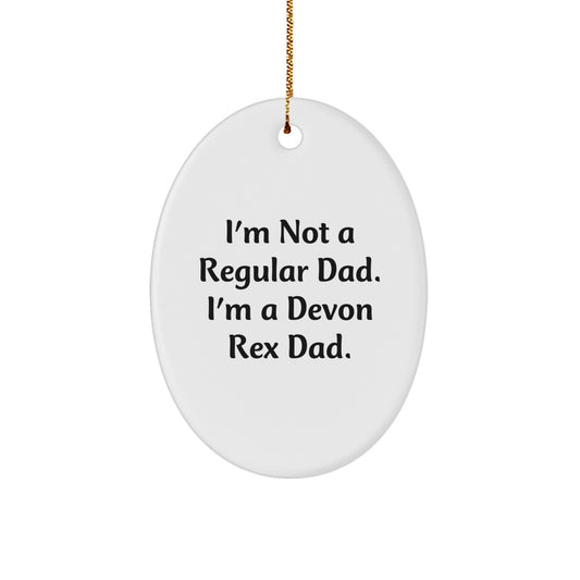 Devon Rex Cat Lover Gifts from Dad to Son or Friends - Funny Devon Rex Cat Oval Ornament for Christmas Unique Decorations - Image 1