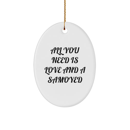 Funny Samoyed Dog Oval Ornament Gifts from Men to Family for Christmas Unique - Image 1