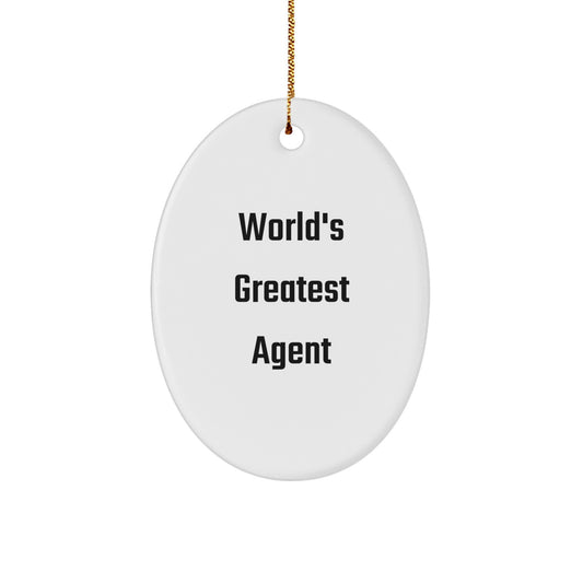 Funny Agent Gifts from Friends, World's Greatest Agent Oval Ornament for Christmas Unique Gifts, Agent Office Decor - Image 1