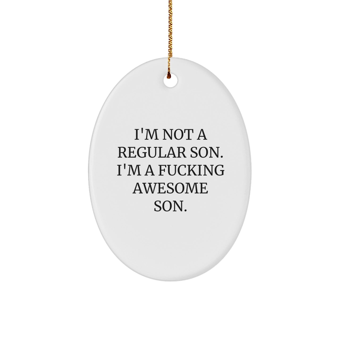 Funny Son Oval Ornament Gifts from Men, Women, Family for Son, Men, Friends, Christmas Unique Decorations - Image 1