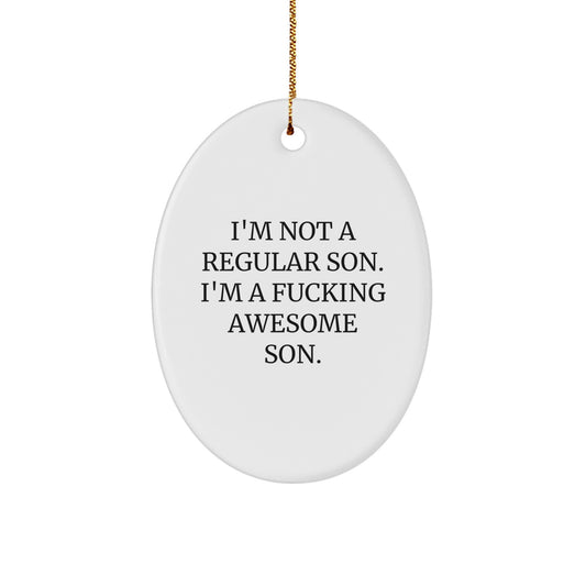 Funny Son Oval Ornament Gifts from Men, Women, Family for Son, Men, Friends, Christmas Unique Decorations - Image 1