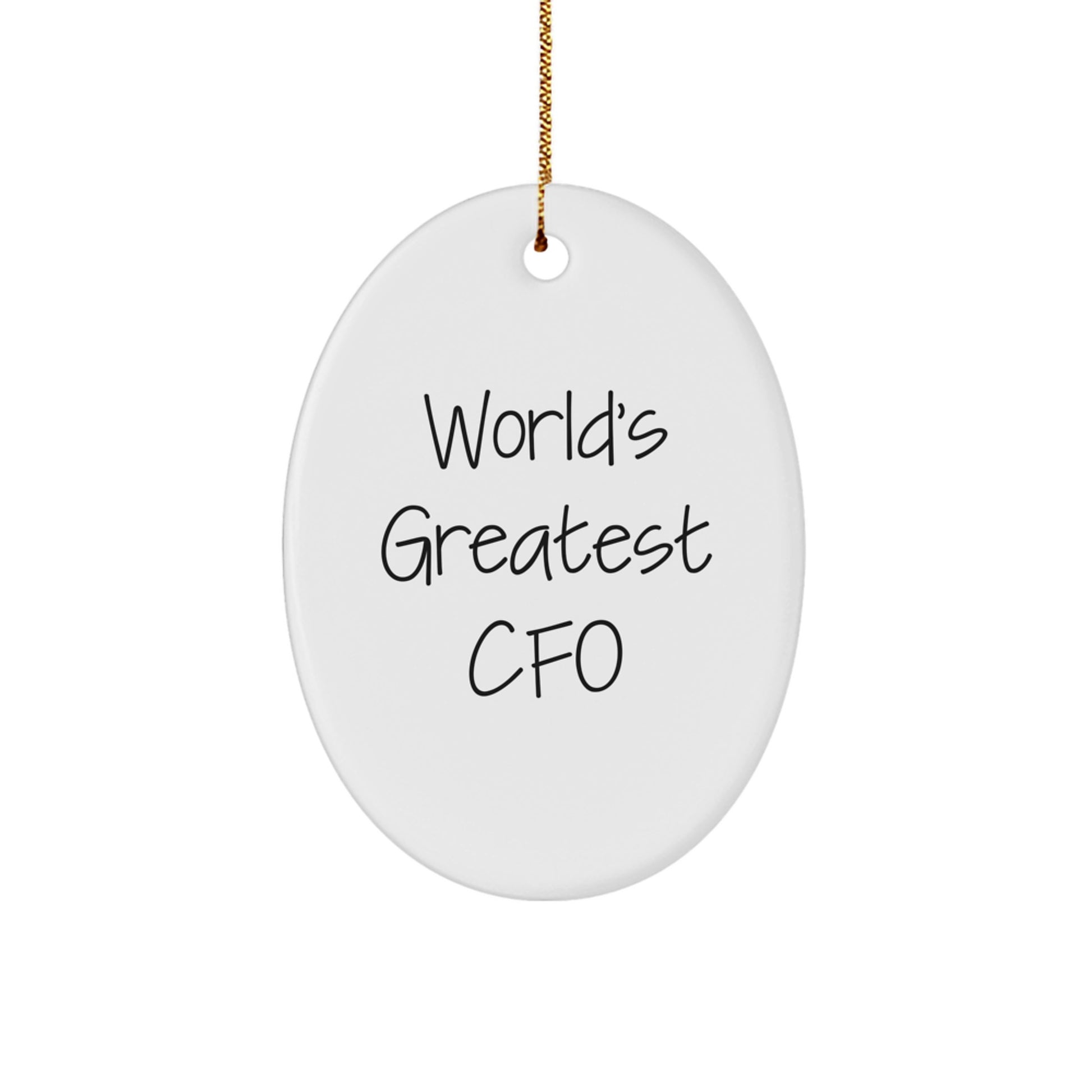Funny CFO Gifts from Men to CFO, Oval Christmas Ornament, 'World's Greatest Cfo' Quote, Perfect for CFO Office, Unique CFO Office Decor, CFO Christmas Unique Gift - Image 1