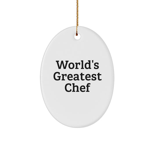 Funny Chef Gifts from Men to the World's Greatest Chef Oval Ornament for Christmas Unique Decorations - Image 1