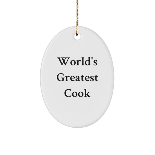 Funny Cook Gifts from Men to World's Greatest Cook Friends - Oval Ornament, Christmas Unique Gifts - Image 1