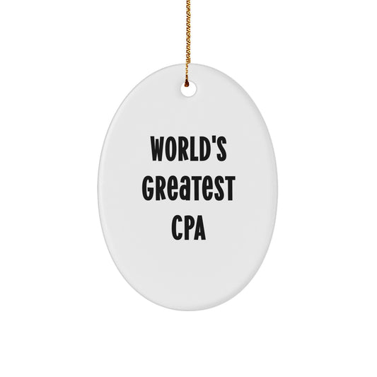 Funny 'World's Greatest' CPA Christmas Oval Ornament Gifts for Men - Oval Ornament Gifts from Men for CPA - Image 1