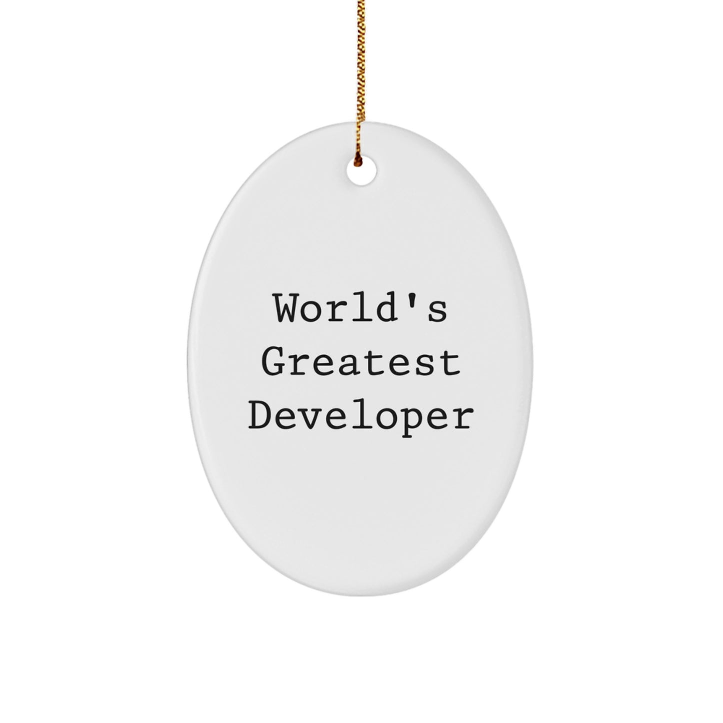Funny Developer Gifts, World's Greatest Developer Oval Ornament, Christmas Unique Gifts from Friends, Gifts for Developer Friends - Image 1