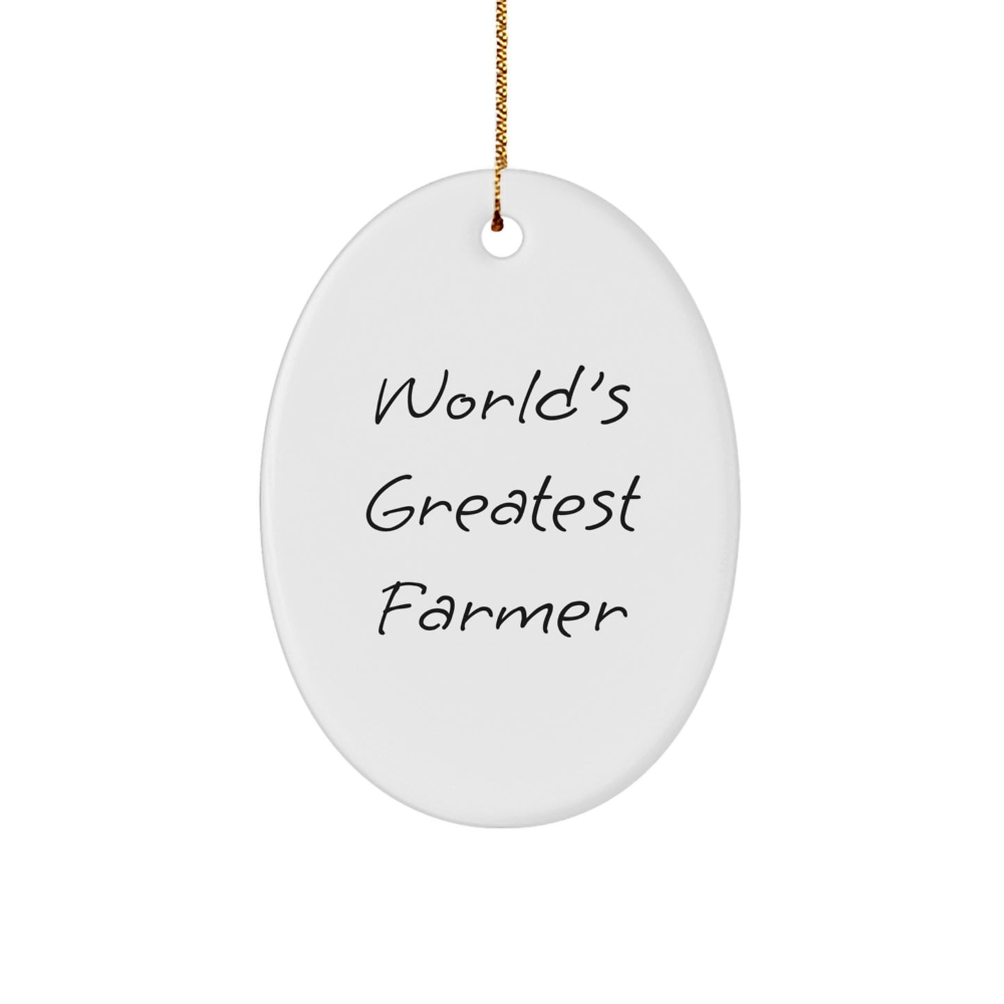 Funny Gifts for Farmer - 'World's Greatest' Oval Ornament, White - Christmas Unique Gifts from Friends to Family - Image 1