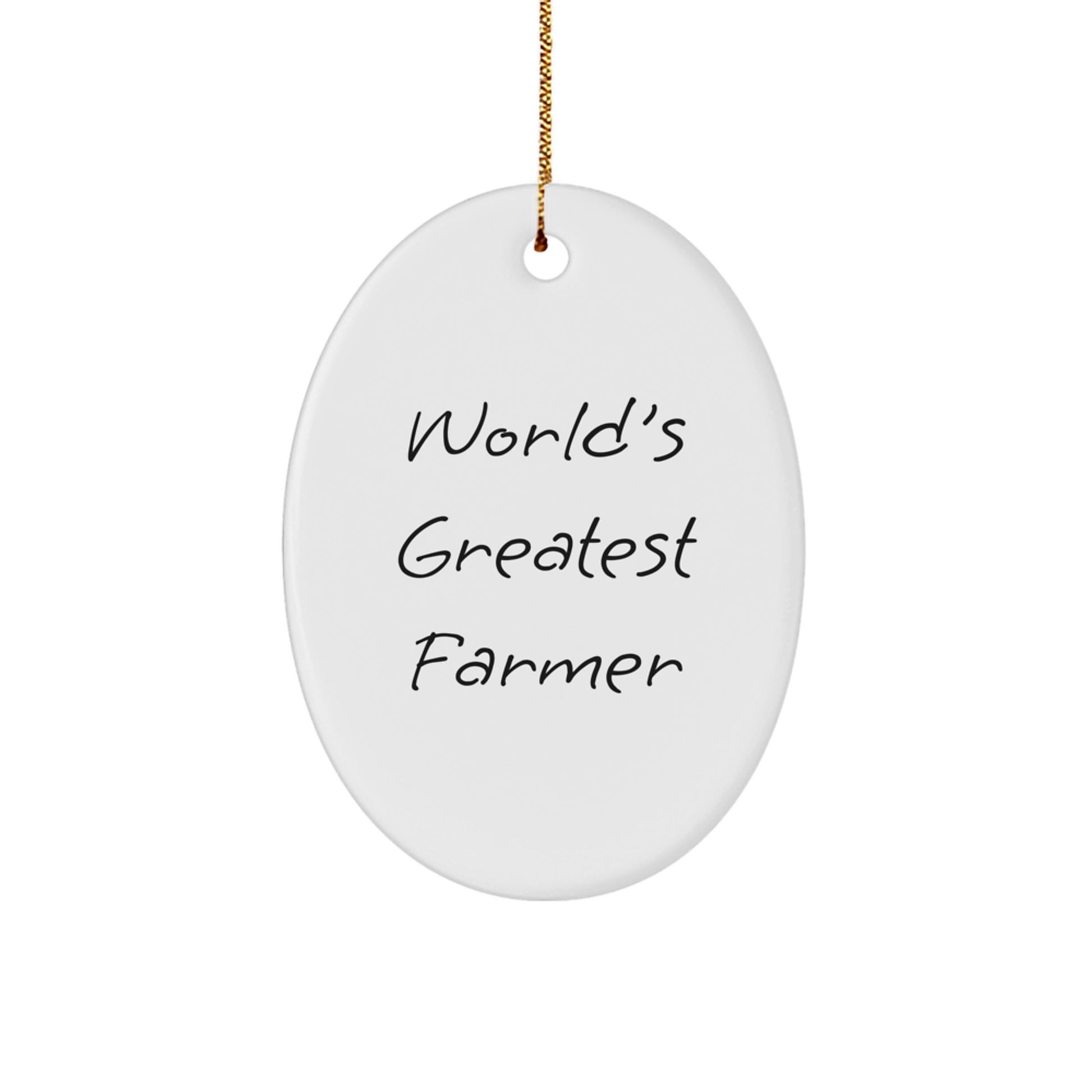 Funny Gifts for Farmer - 'World's Greatest' Oval Ornament, White - Christmas Unique Gifts from Friends to Family - Image 1