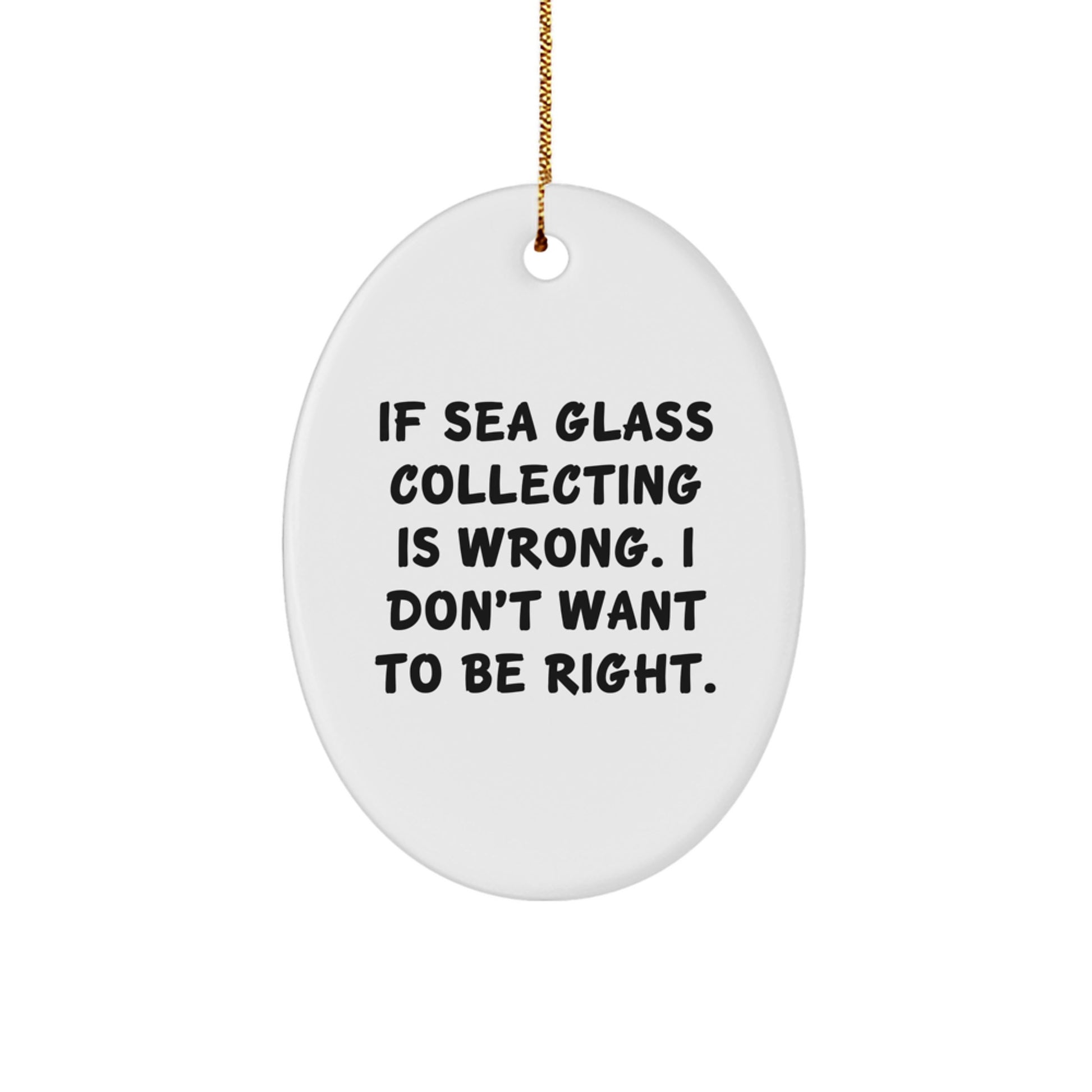 Funny Sea Glass Collecting Gifts for Friends Oval Ornament, White, Christmas Unique Gifts from Men, Women, Family, Coworkers - Image 1