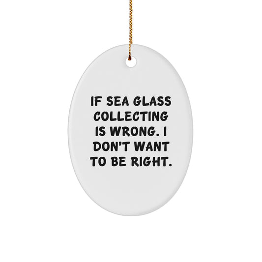 Funny Sea Glass Collecting Gifts for Friends Oval Ornament, White, Christmas Unique Gifts from Men, Women, Family, Coworkers - Image 1