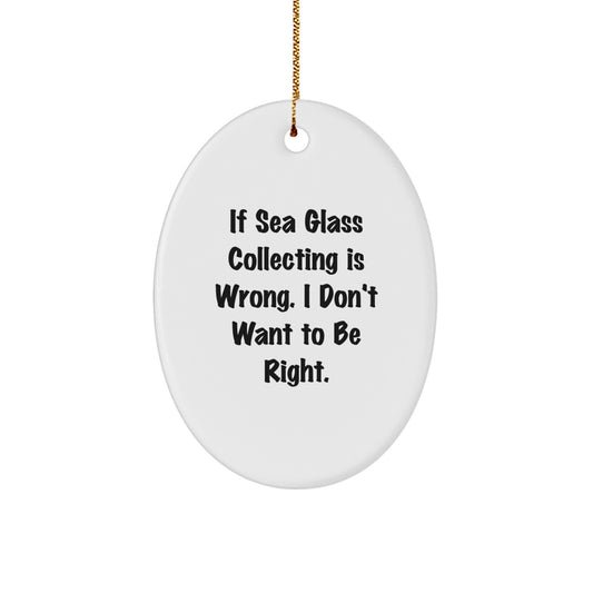 Funny Sea Glass Collecting Gifts from Friends and Family - Oval Ornament for Christmas Unique Presents - If Sea Glass Collecting Is Wrong, I Don't Want To Be Right. - Image 1