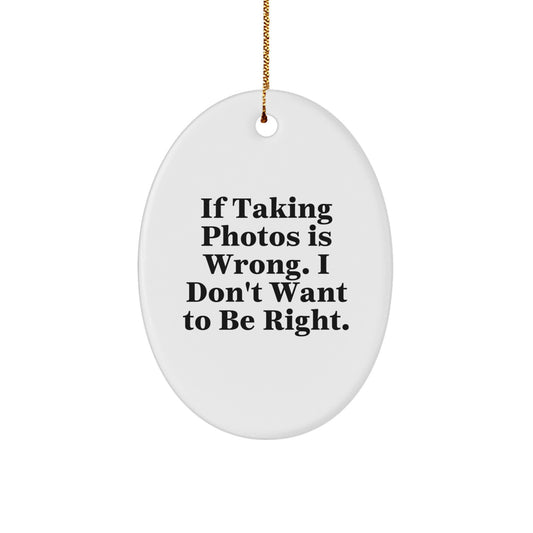 Funny Taking Photos Oval Ornament Gifts for Men Women Friends Family from Loved Ones - Christmas Unique Decorations with Inspirational Quote - Oval Shaped - Image 1