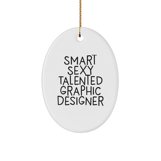 Funny Graphic Designer Oval Ornament Gifts from Friends, Coworkers, Family for Graphic Designer Men, Women, Christmas Unique Gifts - Image 1