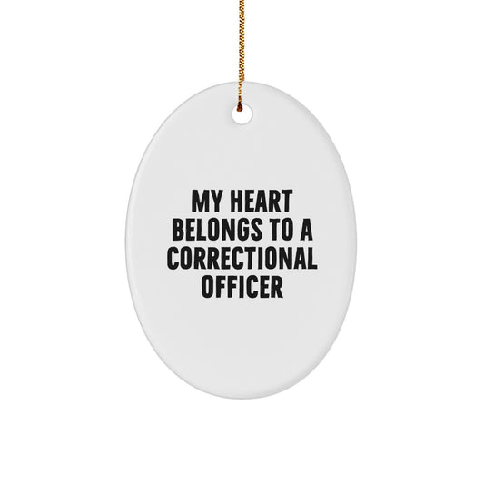 Funny Correctional Officer Gifts from Men, Christmas Unique Gifts for Correctional Officer, Oval Ornament - Image 1