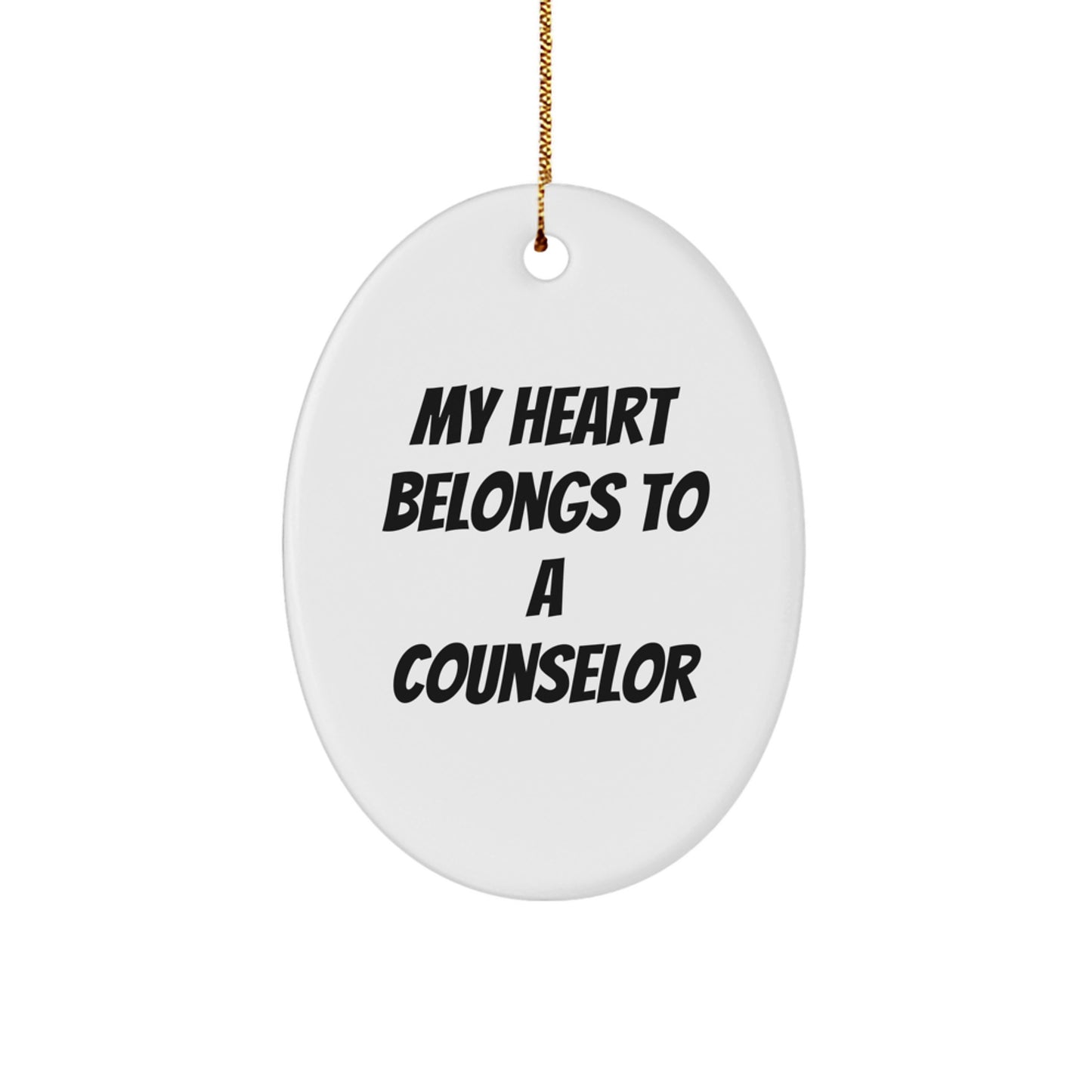 Funny Counselor Gifts from Men to Women Coworkers on Christmas Unique Oval Ornament - Image 1