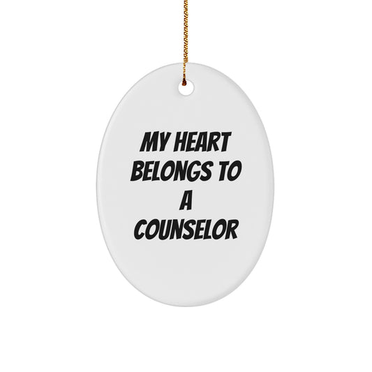 Funny Counselor Gifts from Men to Women Coworkers on Christmas Unique Oval Ornament - Image 1