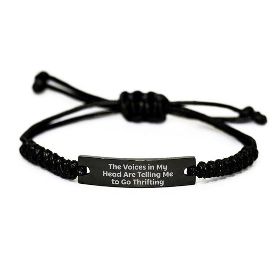 Funny Thrifting Gifts for Men and Women - Unique Rope Bracelet, 'The Voices In My Head Are Telling Me To Go Thrifting' Engraved, Gifts from Family or Friends for Christmas Unique Gifts - Image 1