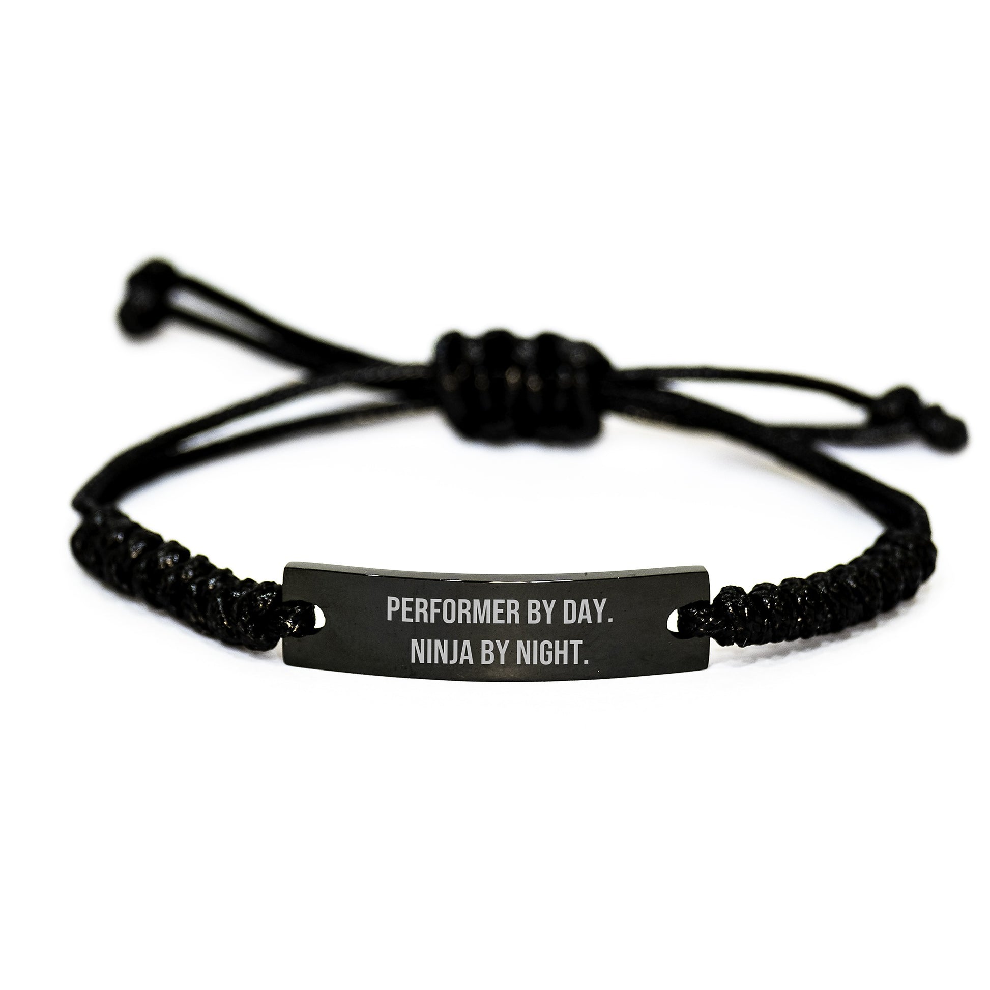 Funny Performer Gifts for Men Women Friends, Inspirational Rope Bracelet Quote 'Performer By Day. Ninja By Night.', Christmas Unique Presents - Image 1