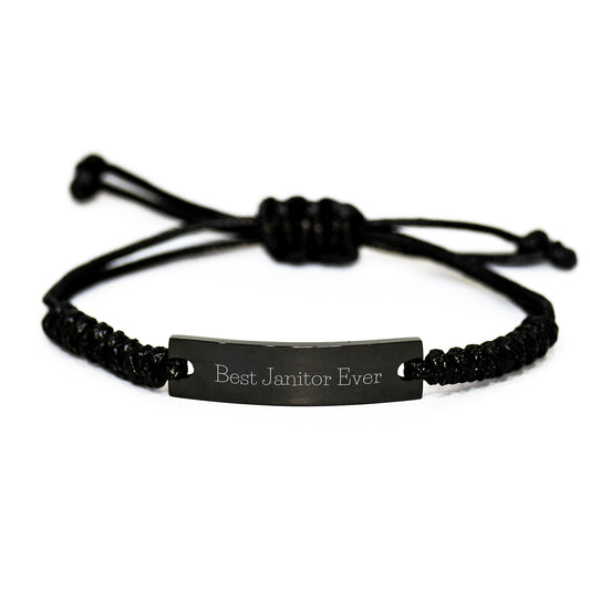 Funny Janitor Gifts from Friends, Best Janitor Ever Rope Bracelet for Men, Unique Graduation Gifts for Him, Adjustable Janitor Accessories - Image 1