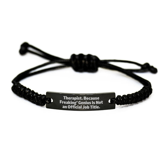 Funny Therapist Gifts Rope Bracelet, 'Therapist Because Freaking genius Is Not An Official Job Title', Christmas Unique Gifts for Therapist Men from Family - Image 1