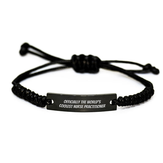 Funny Nurse Practitioner Gifts from Friends for Graduation Unique Rope Bracelets 'Officially The World's Coolest Nurse Practitioner' with Adjustable Length - Image 1
