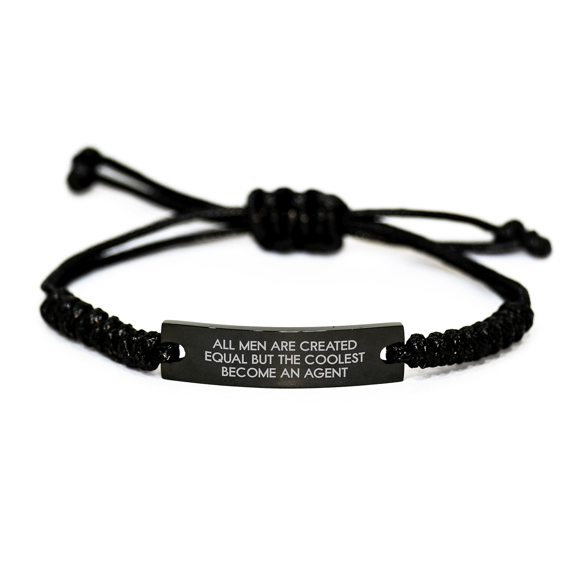 Funny Agent Gifts, Men's Rope Bracelet, All Men Are Created Equal But The Coolest Become An Agent Agent Gift for Valentine's, Valentine's Unique Gifts from Friends for Agent, Agent Rope Bracelet - Image 1