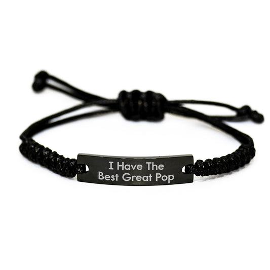 Funny Pop Rope Bracelet Gifts from Men to Mother's Day Unique Gifts, Inspirational Gifts for Pop Lovers, Adjustable Rope Bracelet with Black Stainless Steel Pendant - Image 1